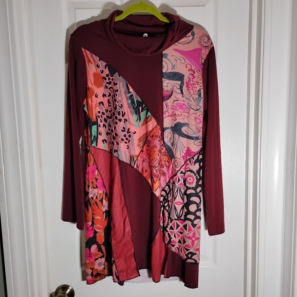 Knit Cowl Neck Dress MISSLOOK Mixed Pattern